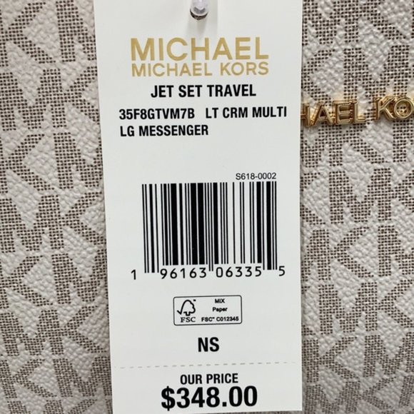 Michael Kors Jet Set Travel Large Messenger Crossbody Bag Light Cream Multi - Picture 10 of 16